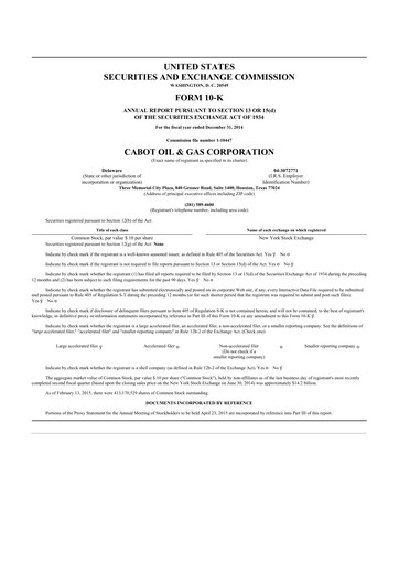 Thumbnail Coterra Energy 10-K Annual Report 2014