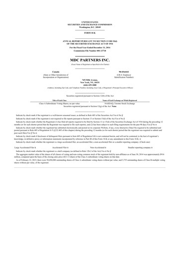 Thumbnail Stagwell 10-K Annual Report 2014