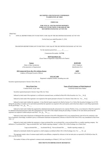Thumbnail MGP Ingredients 10-K Annual Report 2014