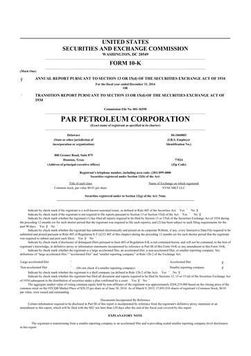 Thumbnail Par Pacific Holdings 10-K Annual Report 2014