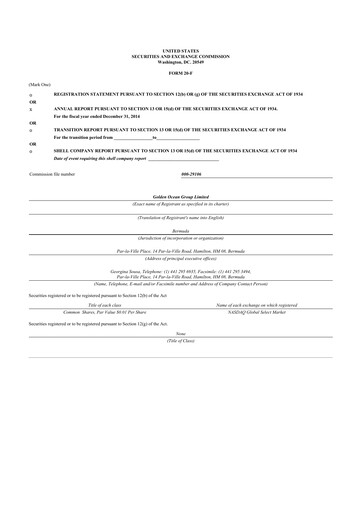 Thumbnail Golden Ocean Group 20-F Annual Report 2014