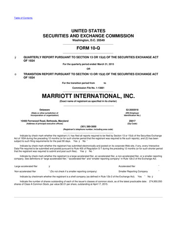 Thumbnail Marriott International 10-Q Quarterly Report FY2015 