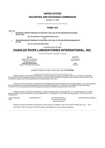 Vorschaubild Charles River Laboratories
 10-Q Quartalsbericht 2015 