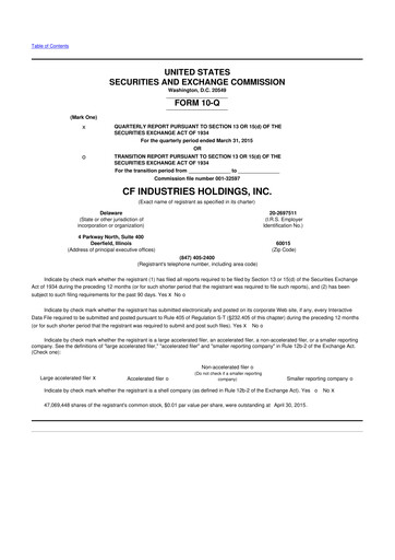 Thumbnail CF Industries
 10-Q Quarterly Report FY2015 