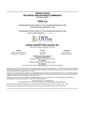 Thumbnail Cross Country Healthcare 10-Q Quarterly Report FY2015 