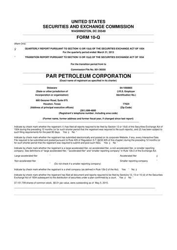 Miniature Par Pacific Holdings 10-Q Rapport trimestriel  