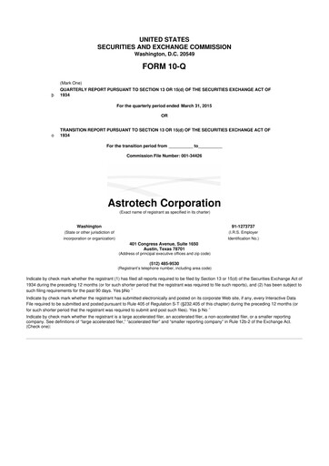 Thumbnail Astrotech 10-Q Quarterly Report FY2015 