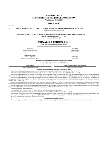 Thumbnail Conagra Brands
 10-K Annual Report 2015