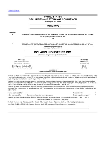 Thumbnail Polaris 10-Q Quarterly Report FY2015 