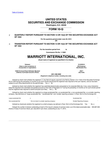 Thumbnail Marriott International 10-Q Quarterly Report FY2015 