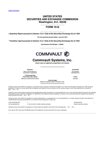 Thumbnail Commvault 10-Q Quarterly Report FY 
