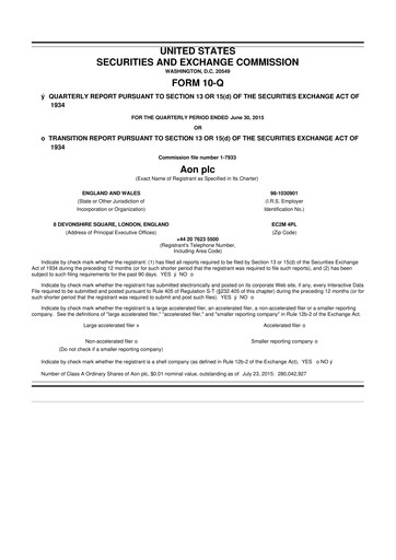 Thumbnail Aon 10-Q Quarterly Report FY2015 