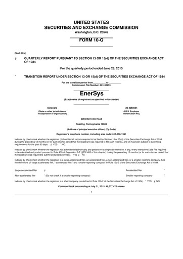 Thumbnail EnerSys 10-Q Quarterly Report FY 