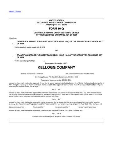 Thumbnail Kellanova 
 (Kellogg's) 10-Q Quarterly Report FY2015 