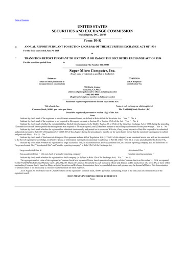 Thumbnail Supermicro 10-K Annual Report 2015