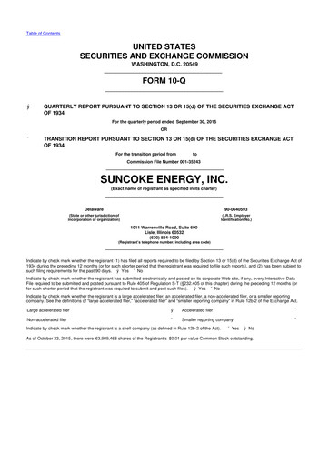 Thumbnail SunCoke Energy
 10-Q Quarterly Report FY2015 