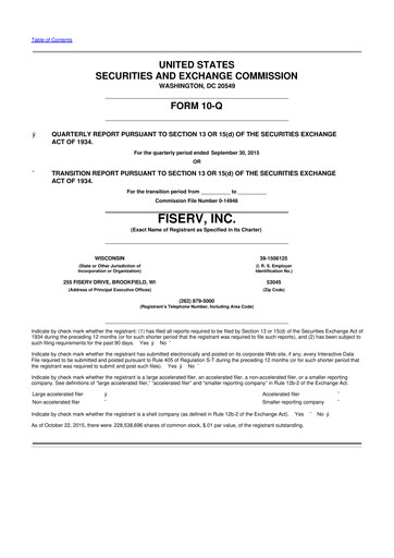 Thumbnail Fiserv 10-Q Quarterly Report FY2015 