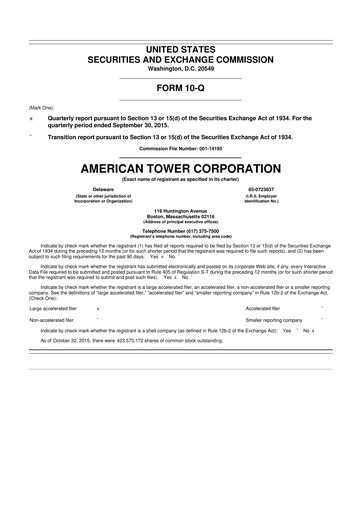Vorschaubild American Tower 10-Q Quartalsbericht 2015 