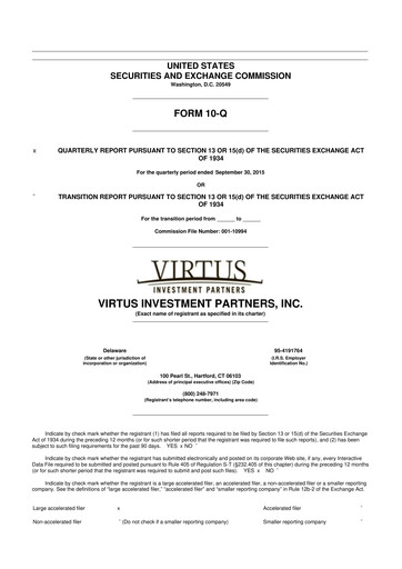 Thumbnail Virtus Investment Partners 10-Q Quarterly Report FY2015 