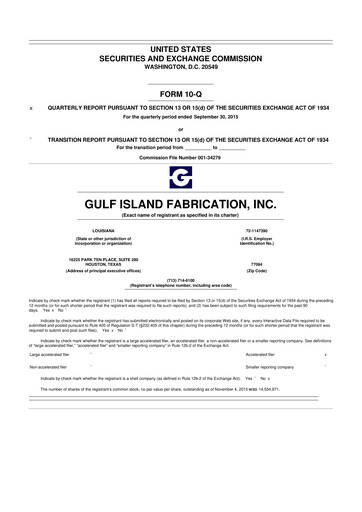 Thumbnail Gulf Island Fabrication
 10-Q Quarterly Report FY2015 