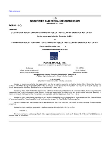 Miniature Harte Hanks 10-Q Rapport trimestriel 2015 