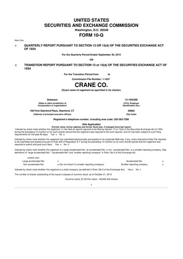 Thumbnail Crane NXT 10-Q Quarterly Report FY2015 