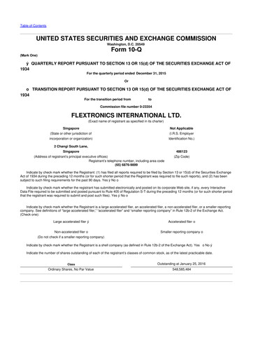 Thumbnail Flex 10-Q Quarterly Report FY2016 