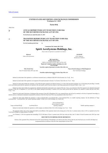 Thumbnail Spirit AeroSystems 10-K Annual Report 2015