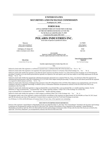 Thumbnail Polaris 10-K Annual Report 2015