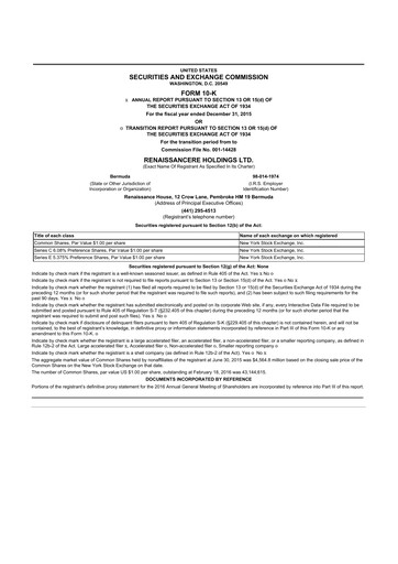 Thumbnail RenaissanceRe
 10-K Annual Report 2015