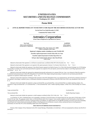 Thumbnail Astronics Corporation
 10-K Annual Report 2015