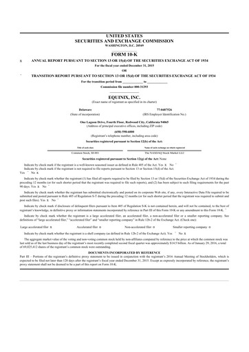 Thumbnail Equinix 10-K Annual Report 2015