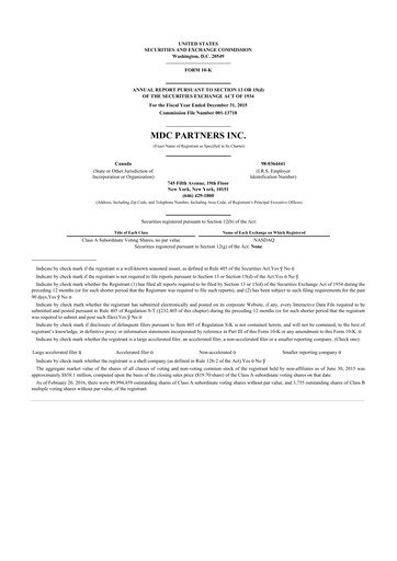 Thumbnail Stagwell 10-K Annual Report 2015