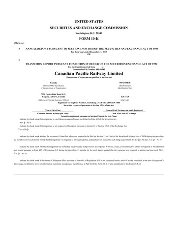 Thumbnail CPKC (Canadian Pacific Kansas City) 10-K Annual Report 2015