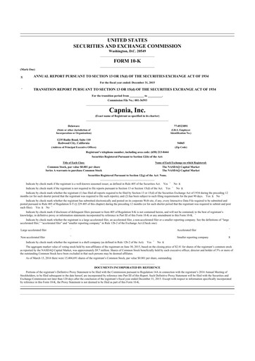 Vorschaubild Soleno Therapeutics 10-K Jahresbericht 2015