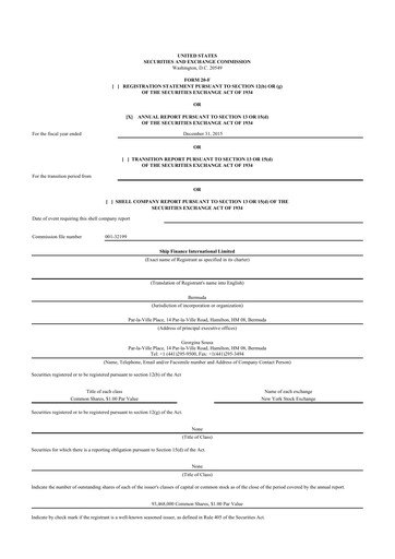 Thumbnail SFL Corp
 20-F Annual Report 2015