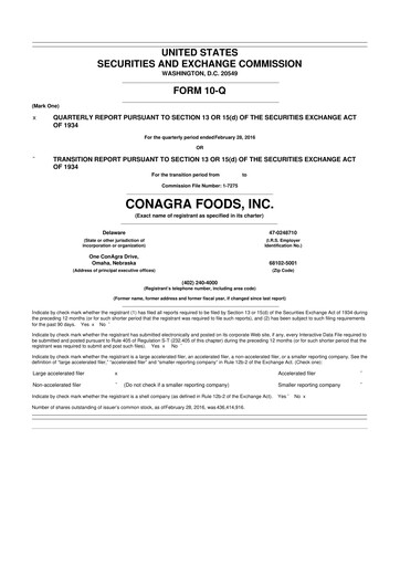 Thumbnail Conagra Brands
 10-Q Quarterly Report FY2016 