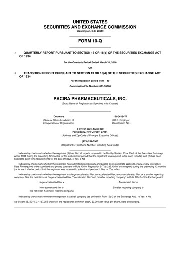 Vorschaubild Pacira Biosciences
 10-Q Quartalsbericht 2016 