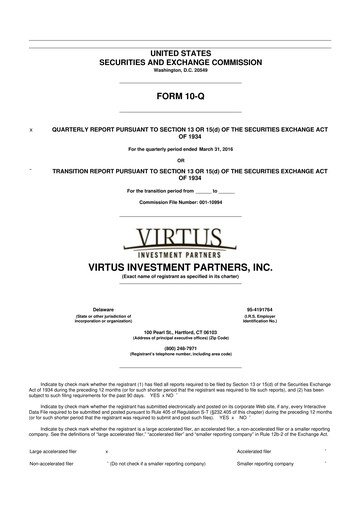 Thumbnail Virtus Investment Partners 10-Q Quarterly Report FY2016 