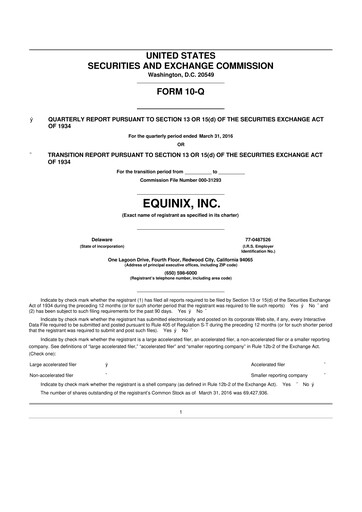 Thumbnail Equinix 10-Q Quarterly Report FY2016 