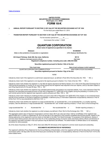 Vorschaubild Quantum Corporation 10-K Jahresbericht 2016