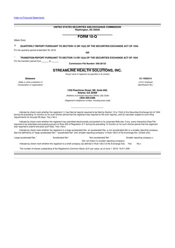 Thumbnail Streamline Health Solutions 10-Q Quarterly Report FY2016 