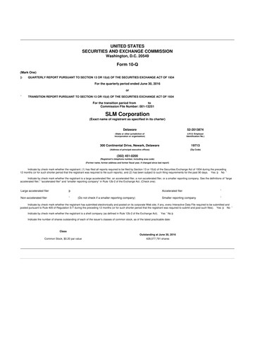 Thumbnail SLM Corporation (Sallie Mae) 10-Q Quarterly Report FY2016 