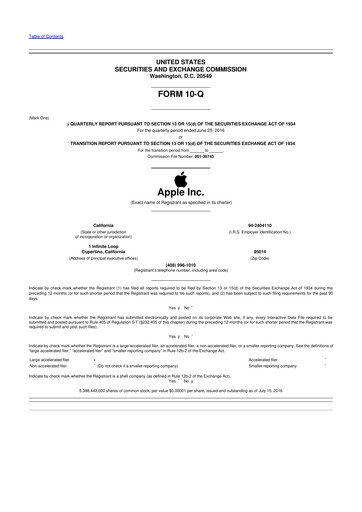 Thumbnail Apple 10-Q Quarterly Report FY2016 