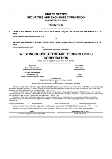 Thumbnail Wabtec 10-Q Quarterly Report FY2016 