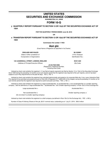 Thumbnail Aon 10-Q Quarterly Report FY2016 