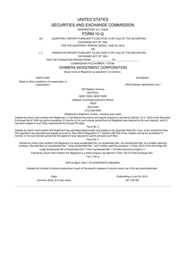 Vorschaubild Chimera Investment Corporation 10-Q Quartalsbericht 2016 