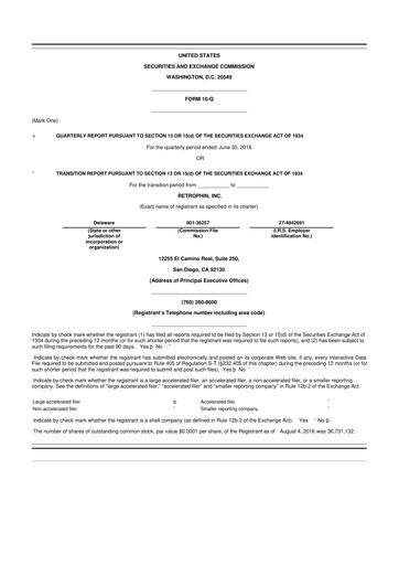 Vorschaubild Travere Therapeutics 10-Q Quartalsbericht 2016 