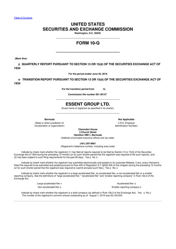 Thumbnail Essent Group 10-Q Quarterly Report FY2016 