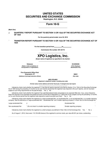 Thumbnail XPO Logistics 10-Q Quarterly Report FY2016 